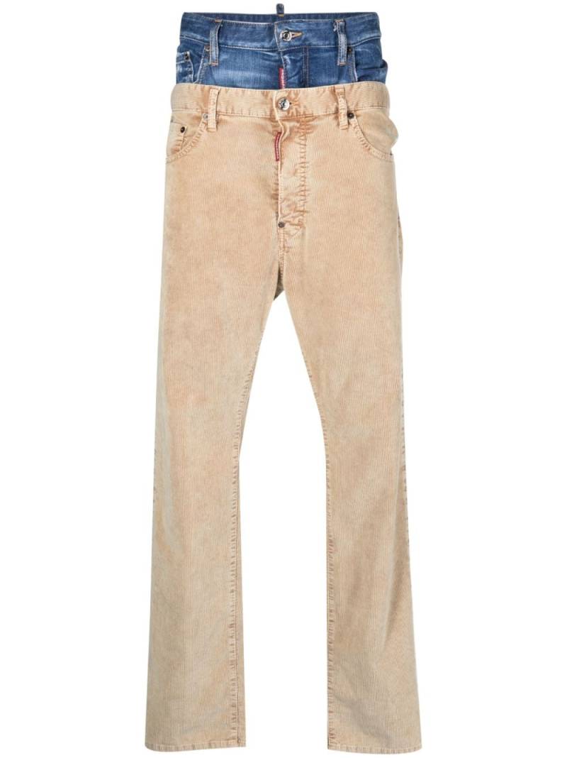 Dsquared2 double-waistband corduroy trousers - Neutrals von Dsquared2