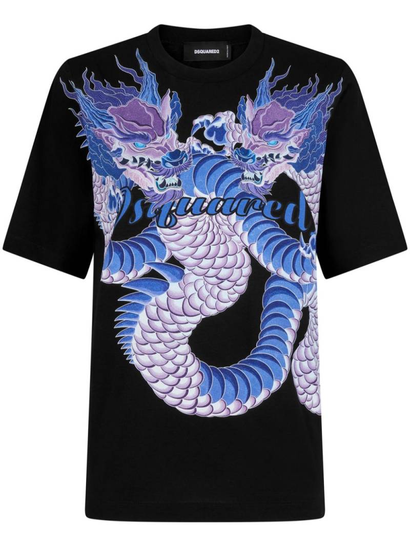Dsquared2 dragon-print cotton T-shirt - Black von Dsquared2