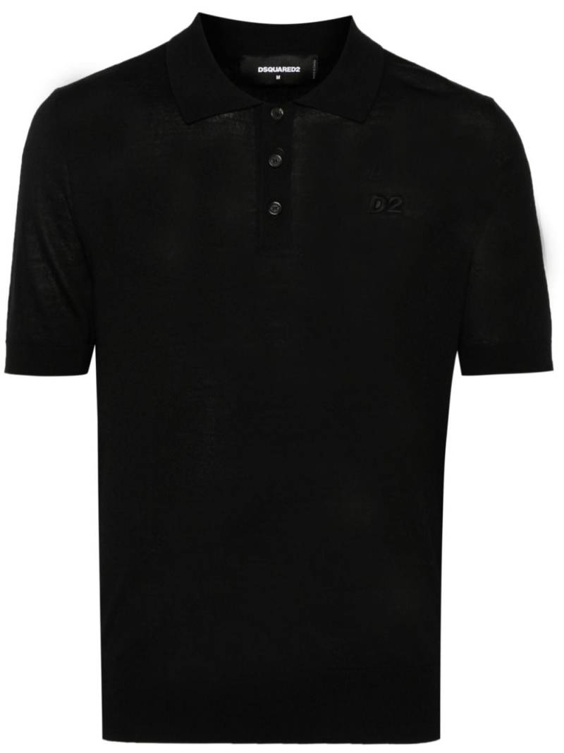 Dsquared2 embroidered-logo ribbed polo shirt - Black von Dsquared2