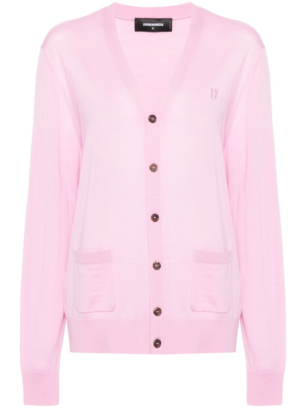 Dsquared2 embroidered-logo virgin-wool cardigan - Pink von Dsquared2