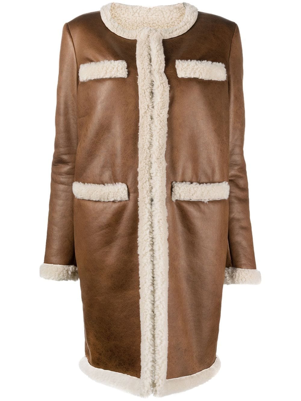 Dsquared2 faux-shearling collarless coat - Brown von Dsquared2