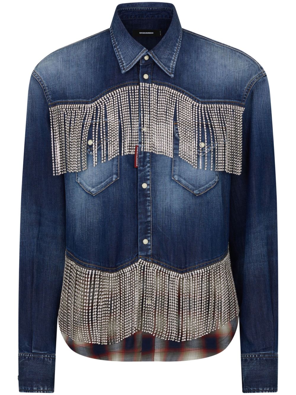 Dsquared2 fringed panelled denim shirt - Blue von Dsquared2