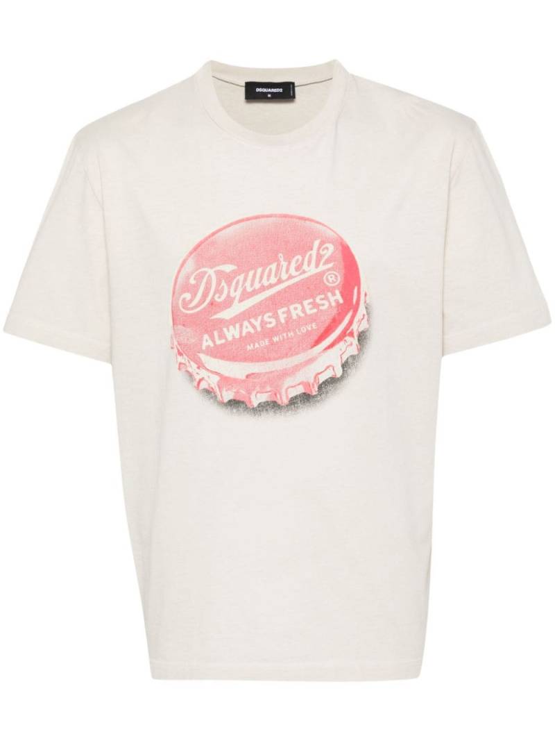 Dsquared2 graphic-print cotton T-shirt - Neutrals von Dsquared2