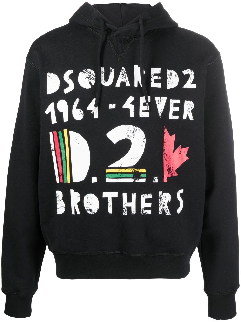 Dsquared2 graphic-print cotton hoodie - Black von Dsquared2