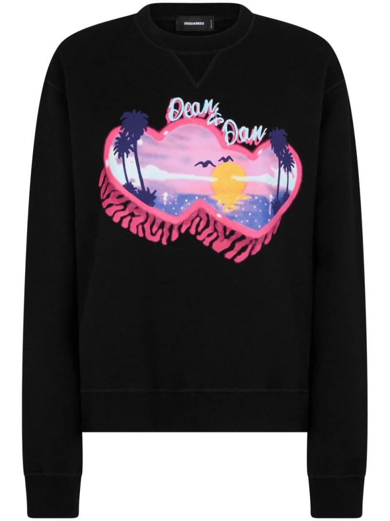 Dsquared2 graphic-print cotton sweatshirt - Black von Dsquared2