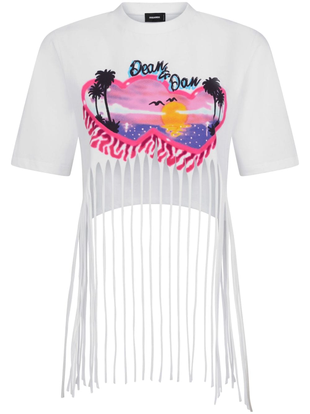 Dsquared2 graphic-print fringed T-shirt - White von Dsquared2