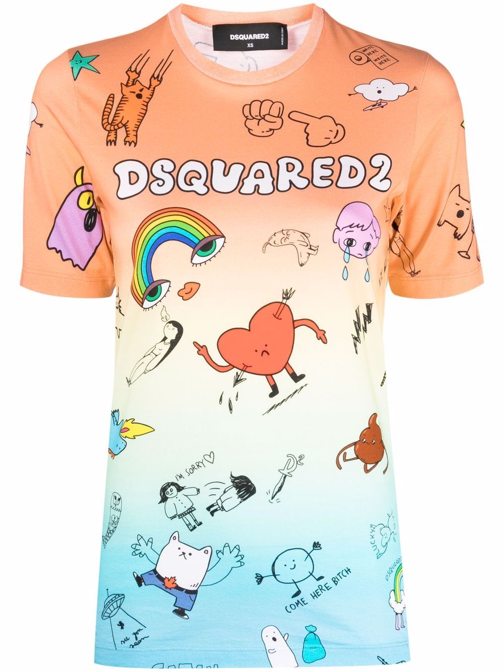 Dsquared2 graphic-print gradient T-shirt - Orange von Dsquared2