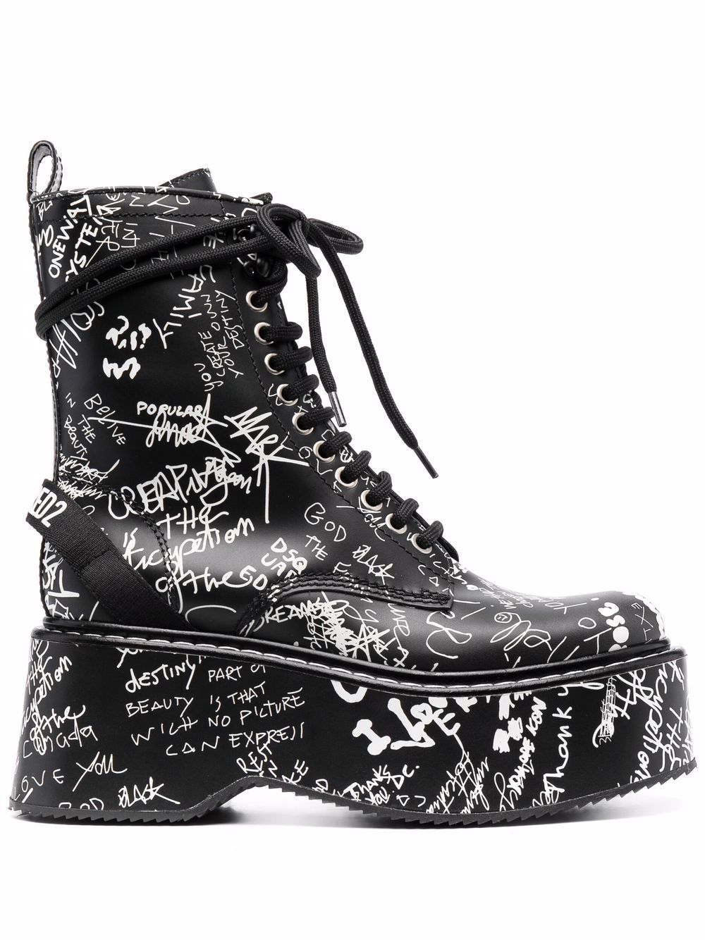 Dsquared2 graphic-print lace-up boots - Black von Dsquared2