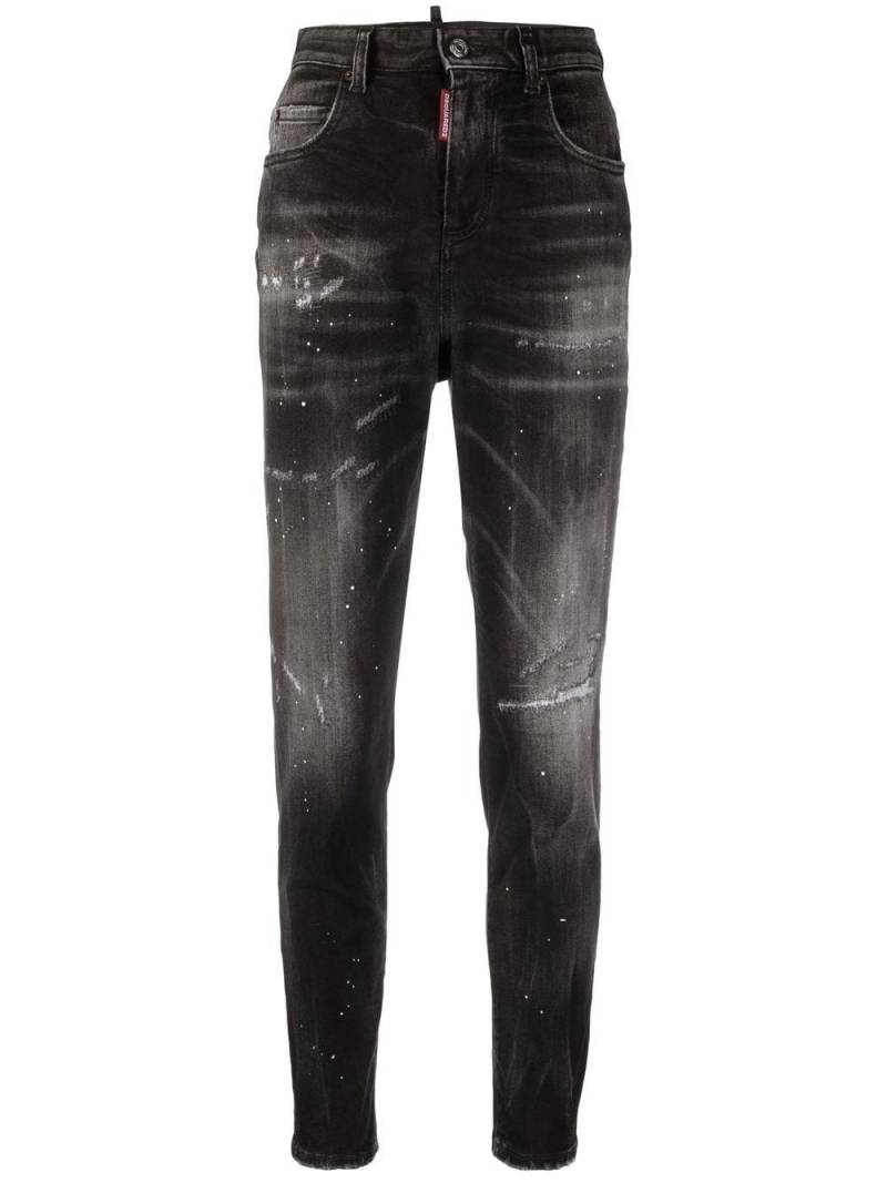 Dsquared2 paint-splatter high-rise skinny jeans - Black von Dsquared2