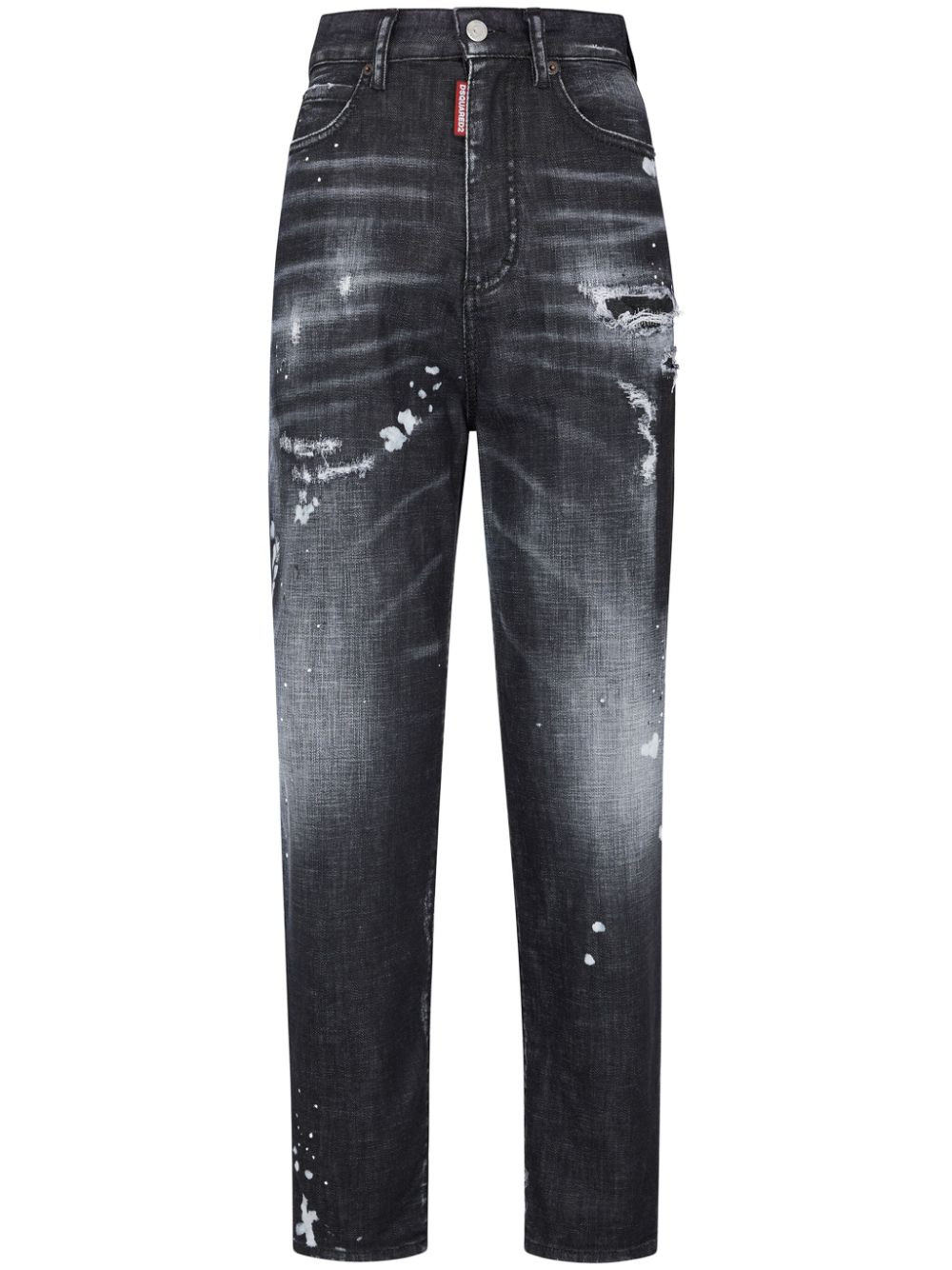 Dsquared2 high-rise straight-leg distressed jeans - Black von Dsquared2