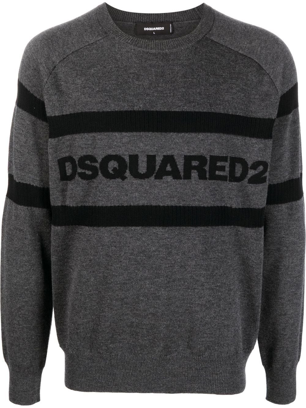 Dsquared2 intarsia-knit logo jumper - Grey von Dsquared2