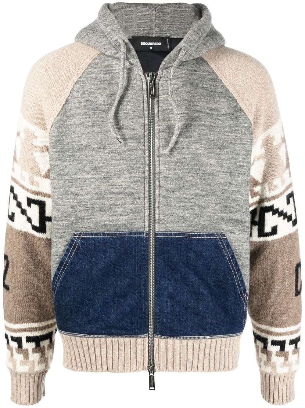 Dsquared2 intarsia-knit zip-up hoodie - Grey von Dsquared2