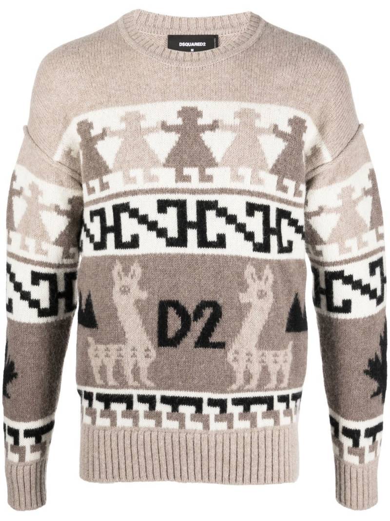 Dsquared2 jacquard-knit alpaca wool jumper - Neutrals von Dsquared2