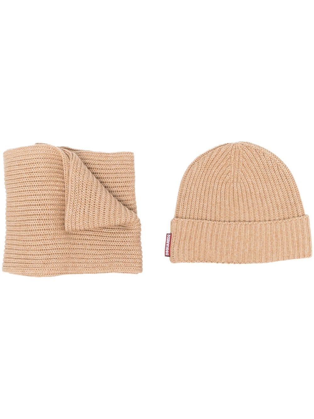 Dsquared2 knitted beanie hat and scarf set - Neutrals von Dsquared2