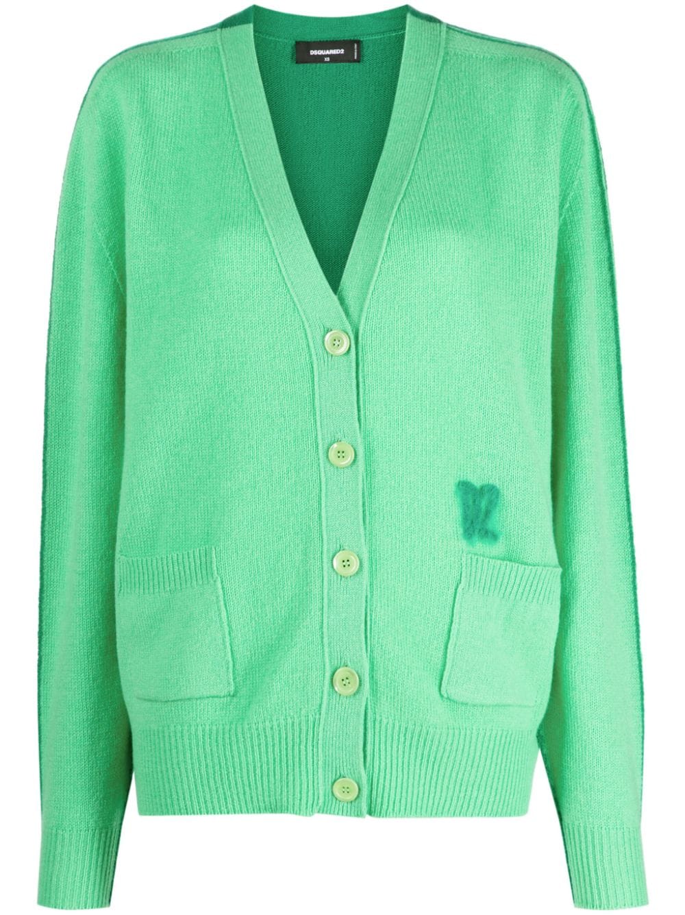 Dsquared2 logo-appliqué ribbed cardigan - Green von Dsquared2