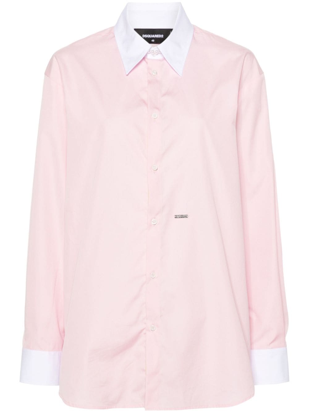 Dsquared2 logo-brooch cotton shirt - Pink von Dsquared2