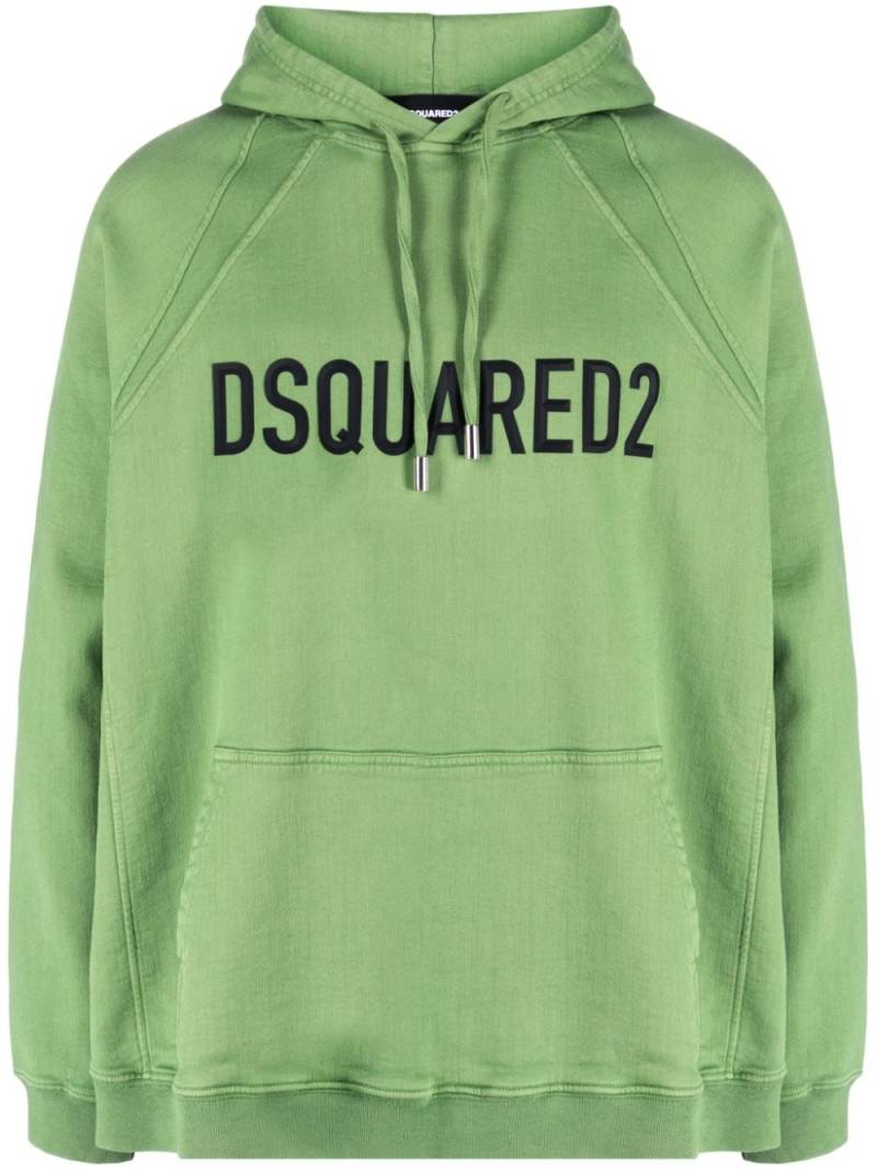 Dsquared2 logo-debossed print hoodie - Green von Dsquared2