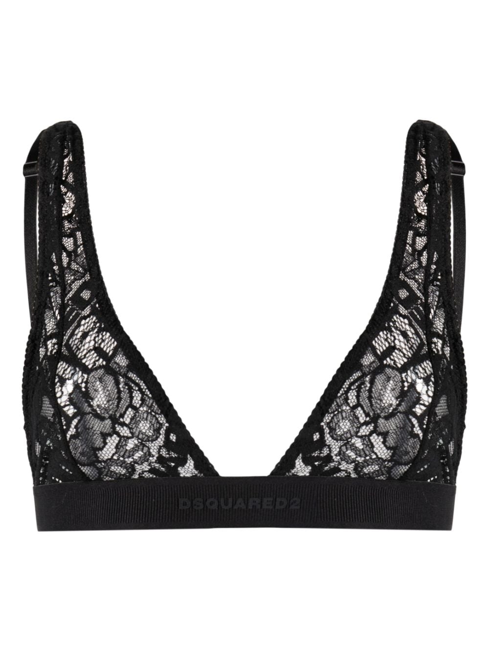 Dsquared2 logo-embroidered lace bra - Black von Dsquared2