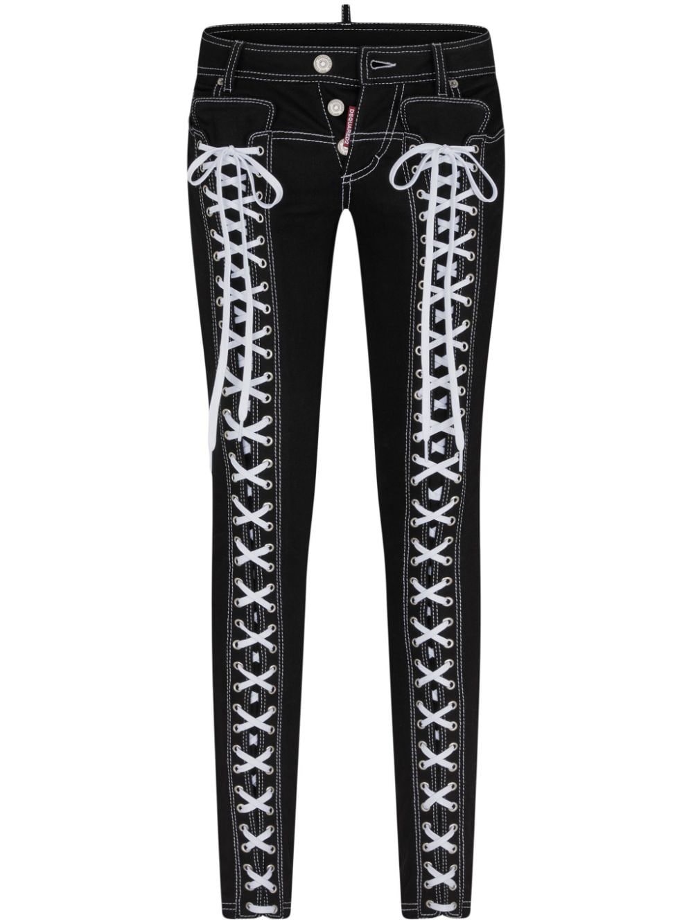 Dsquared2 logo-embroidered lace-detailing tapered jeans - Black von Dsquared2