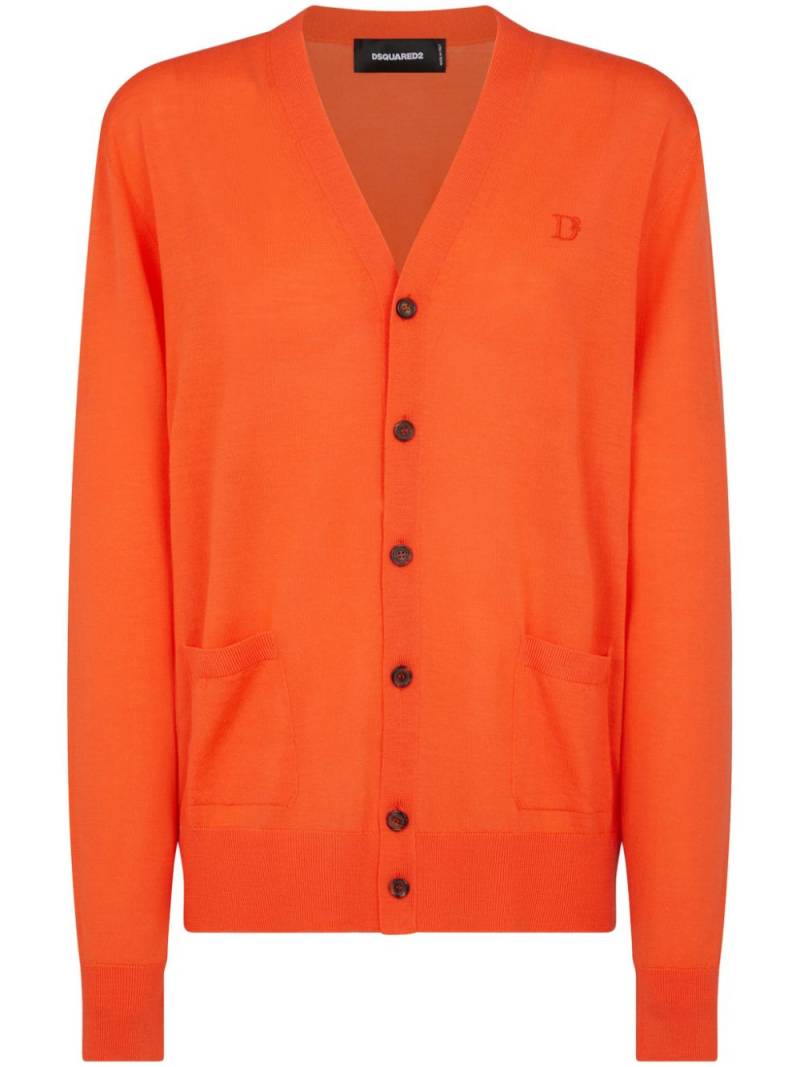 Dsquared2 logo-embroidered virgin wool cardigan - Orange von Dsquared2