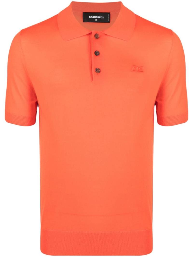 Dsquared2 logo-embroidered virgin wool polo shirt - Orange von Dsquared2