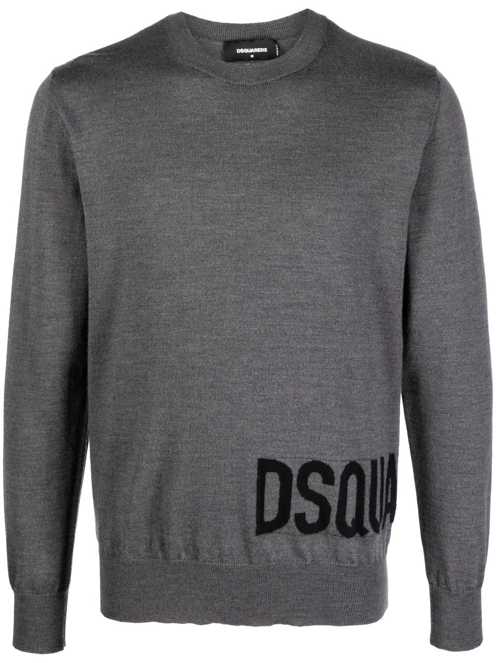 Dsquared2 logo-intarsia crew-neck sweater - Grey von Dsquared2