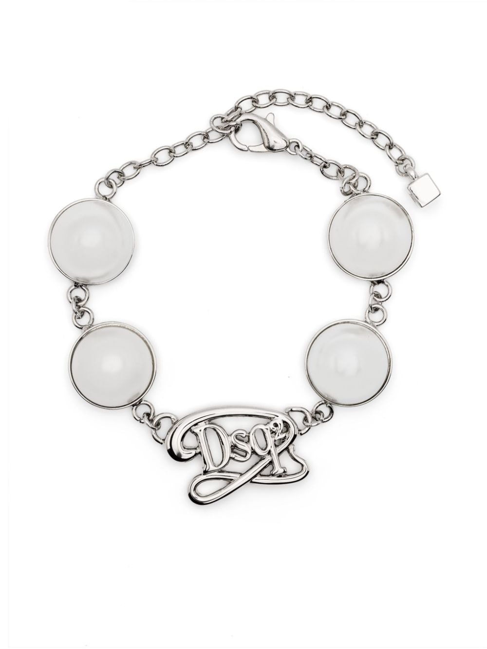 Dsquared2 logo-lettering pearl-detail bracelet - Silver von Dsquared2