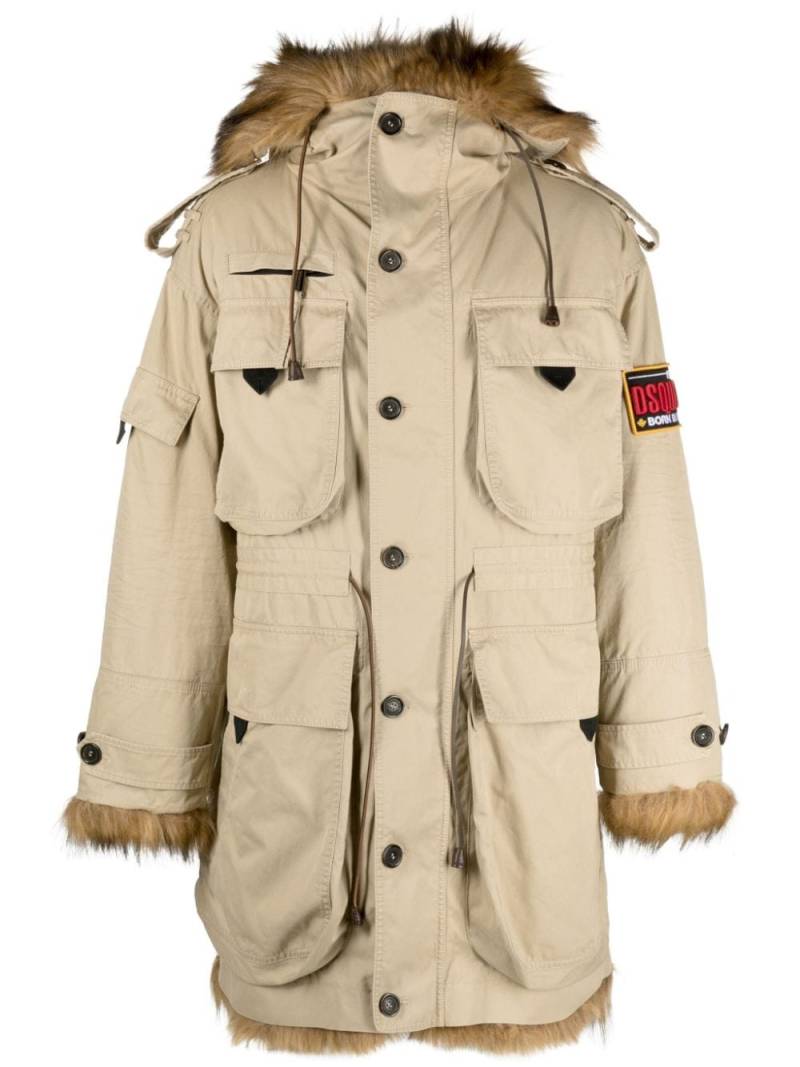 Dsquared2 logo-patch cotton parka - Neutrals von Dsquared2