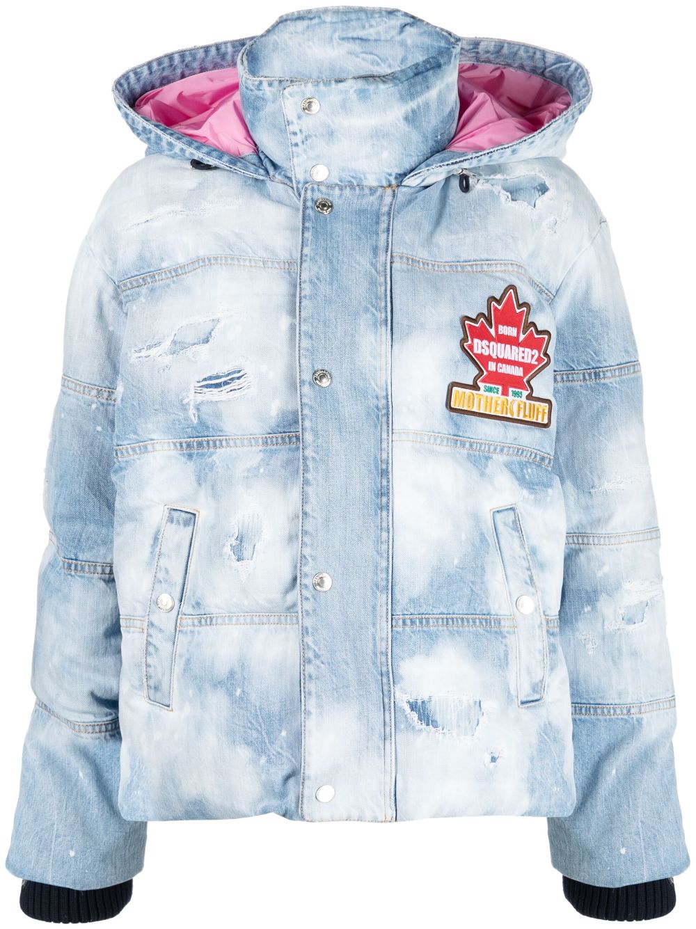 Dsquared2 logo-patch distressed puffer jacket - Blue von Dsquared2