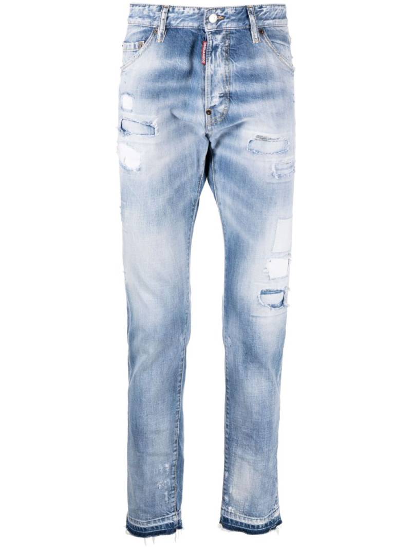 Dsquared2 logo-patch distressed washed jeans - Blue von Dsquared2