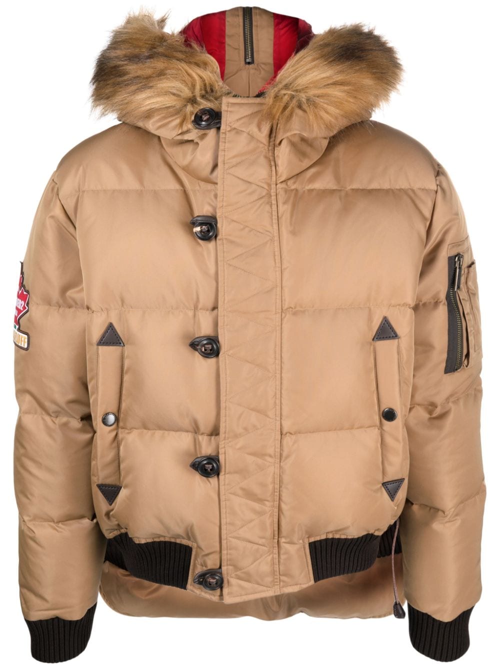 Dsquared2 logo-patch hooded down jacket - Brown von Dsquared2