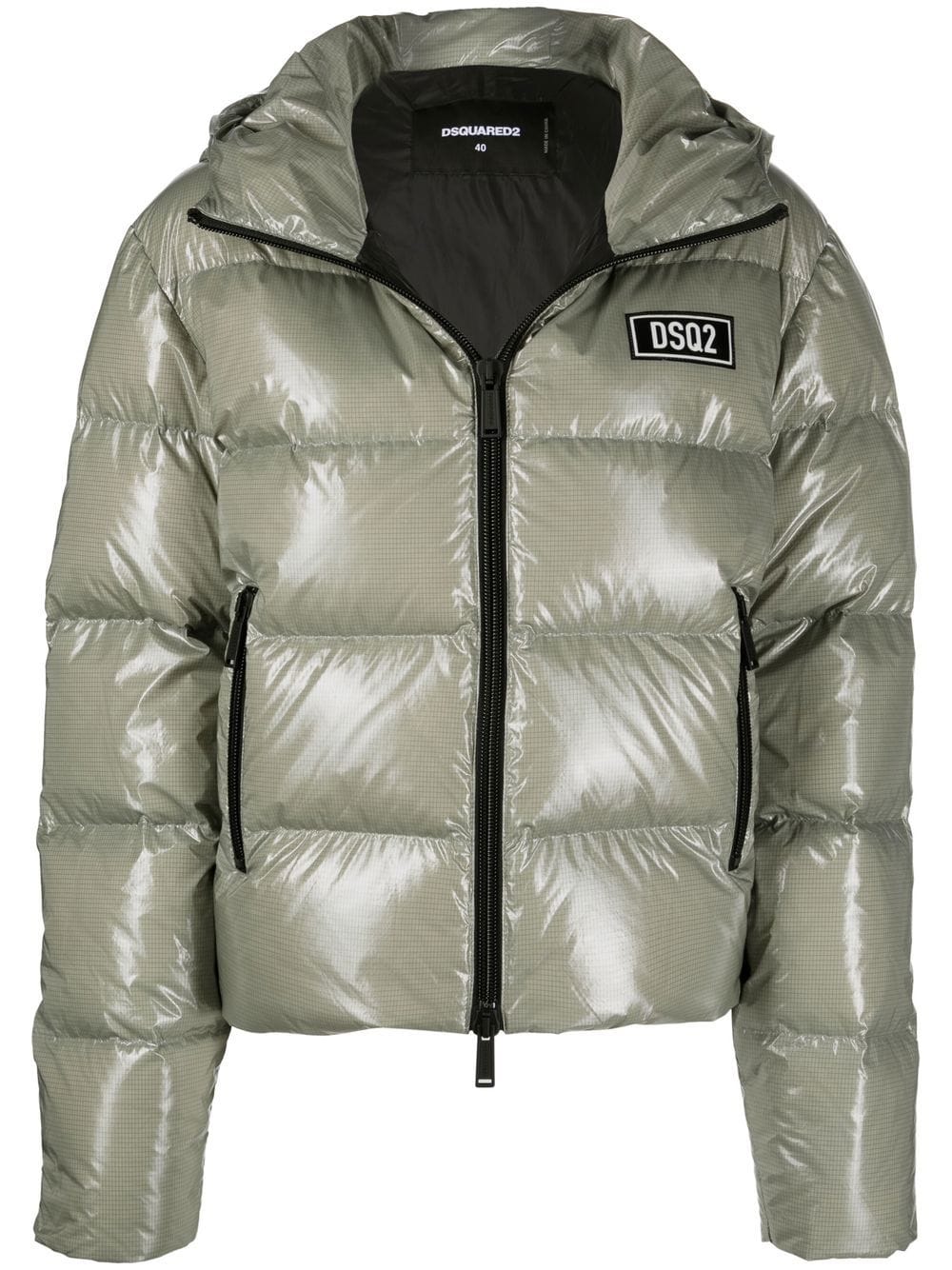 Dsquared2 logo-patch hooded down jacket - Green von Dsquared2