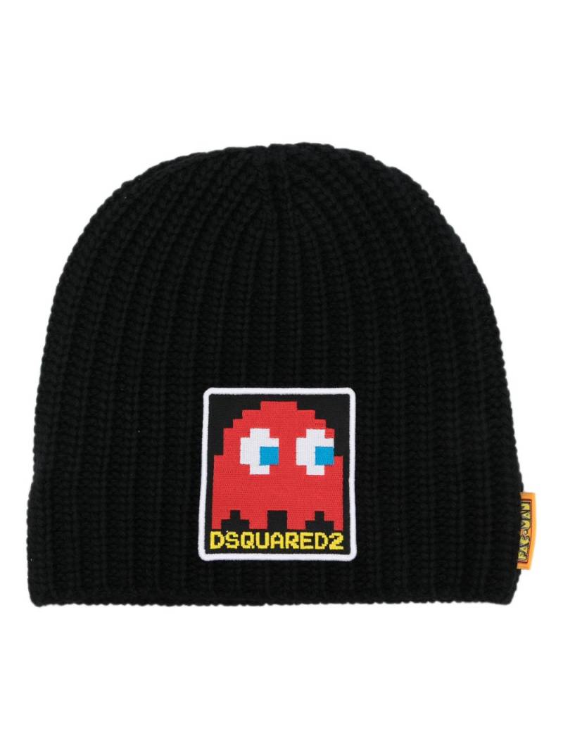 Dsquared2 logo-patch knit beanie - Black von Dsquared2