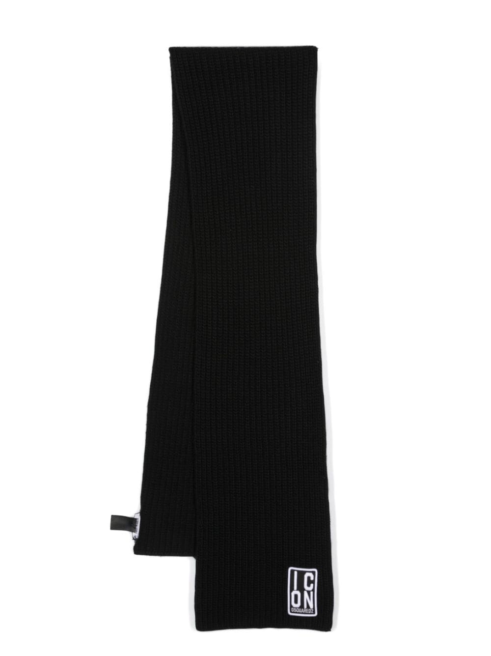 Dsquared2 logo-patch knitted scarf - Black von Dsquared2