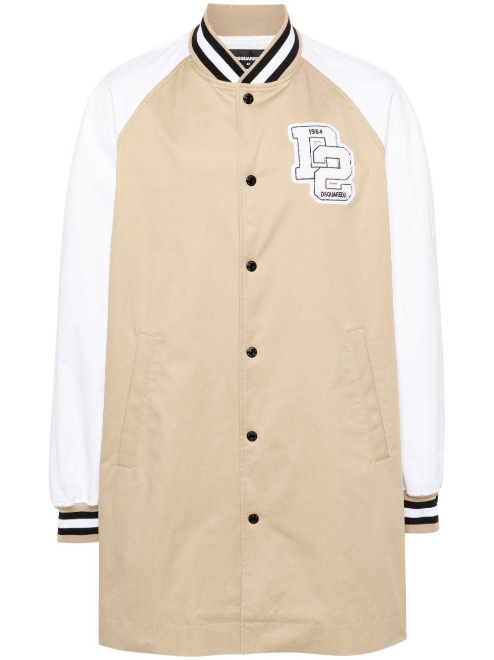 Dsquared2 logo-patch mid-length coat - Neutrals von Dsquared2