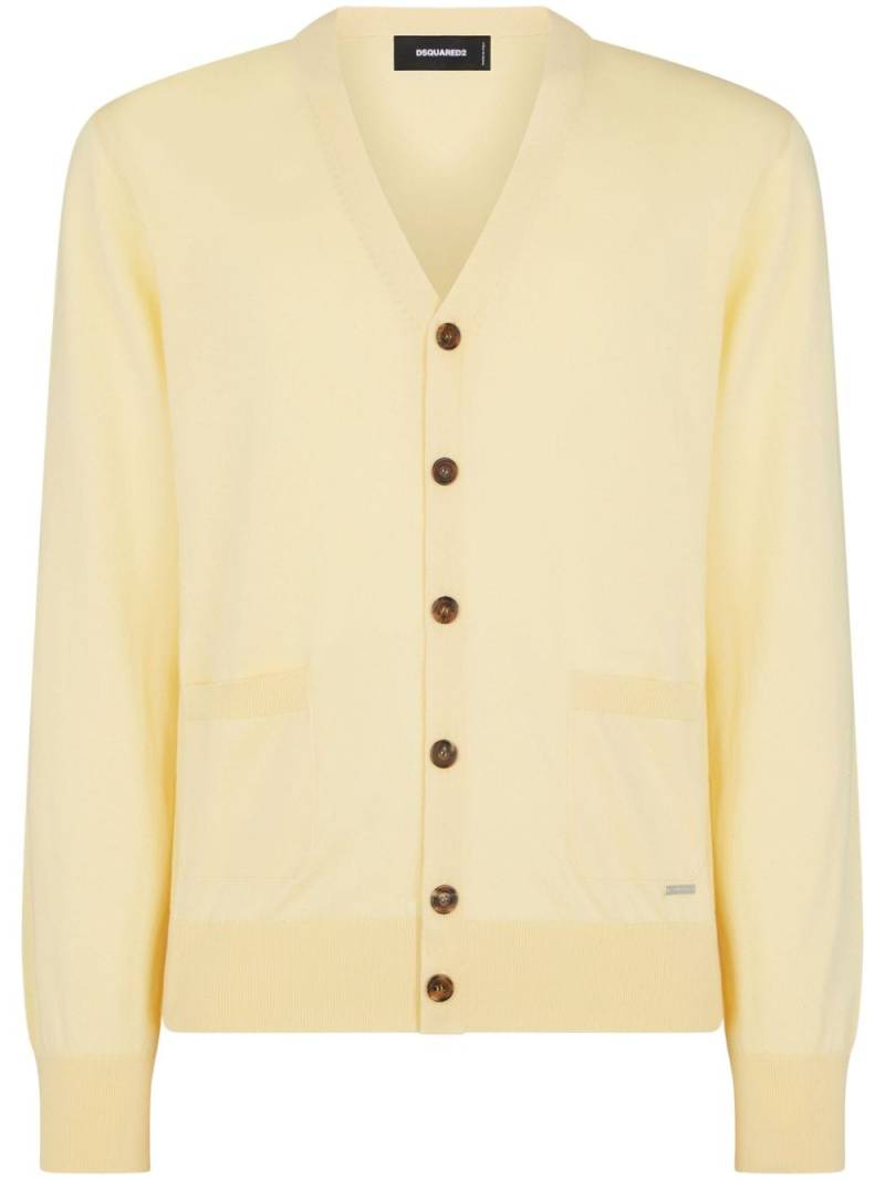 Dsquared2 logo-plaque V-neck cardigan - Yellow von Dsquared2