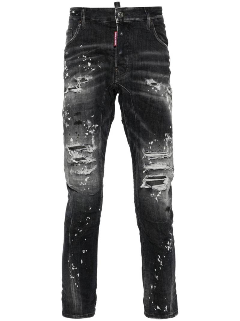 Dsquared2 logo-plaque distressed jeans - Black von Dsquared2