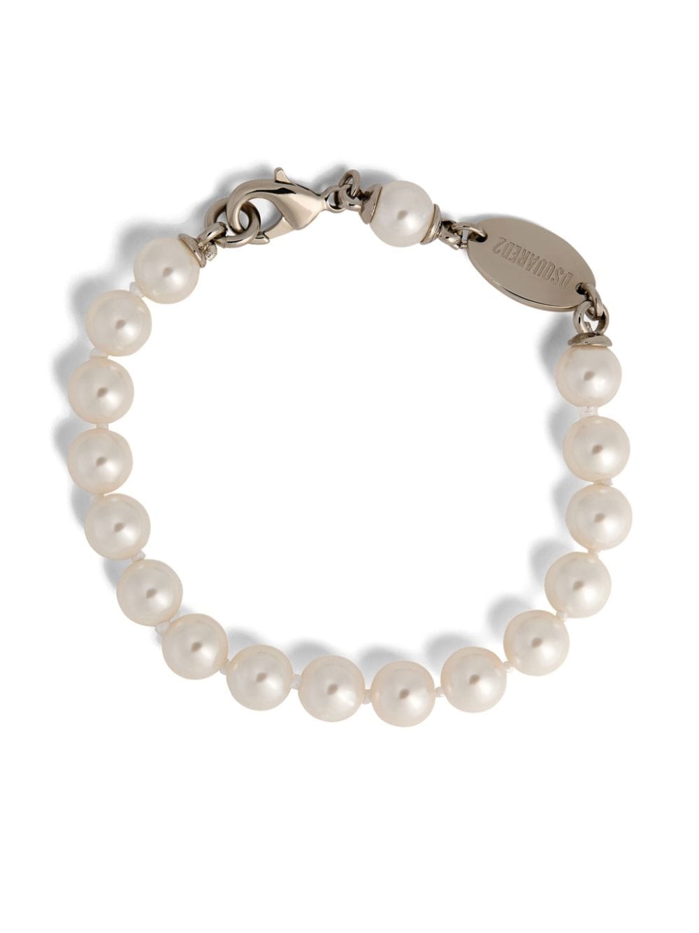 Dsquared2 logo-plaque pearl-detailing bracelet - White von Dsquared2