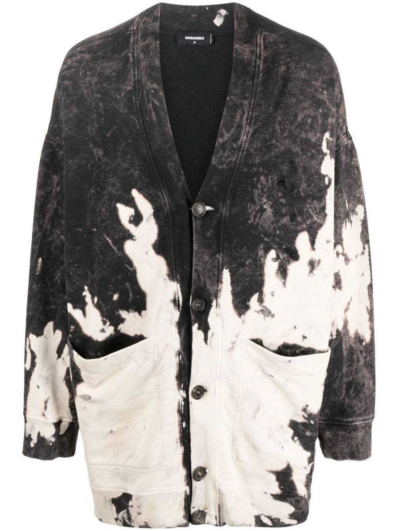 Dsquared2 logo-print bleached-effect cardigan - Purple von Dsquared2