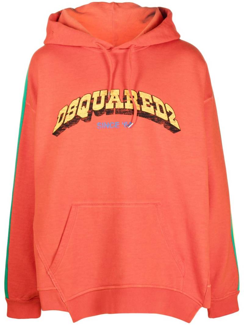 Dsquared2 logo-print cotton hoodie - Orange von Dsquared2