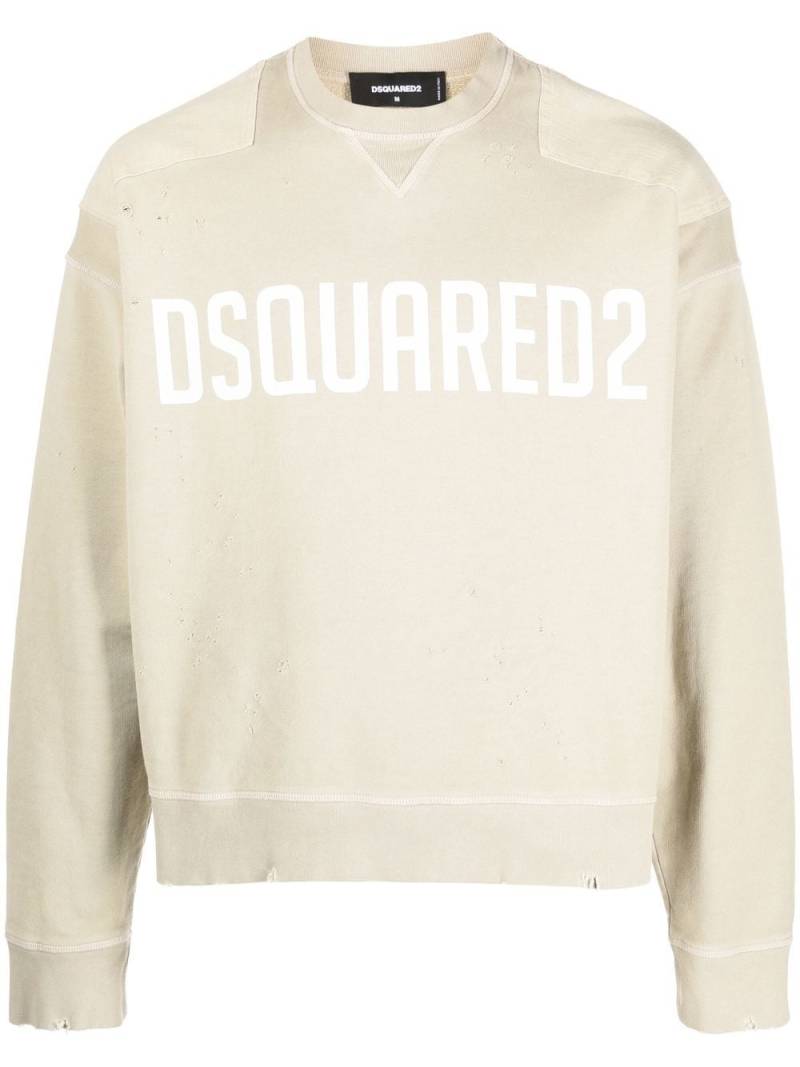 Dsquared2 logo-print crew neck sweatshirt - Neutrals von Dsquared2