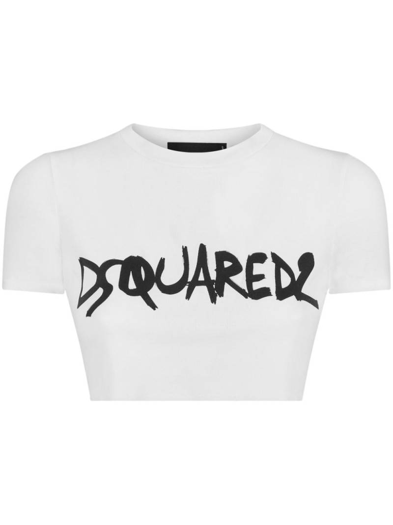 Dsquared2 logo-print crop T-shirt - White von Dsquared2