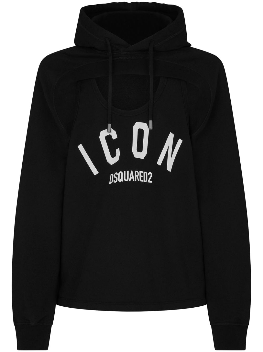 Dsquared2 logo-print cut-out hoodie - Black von Dsquared2