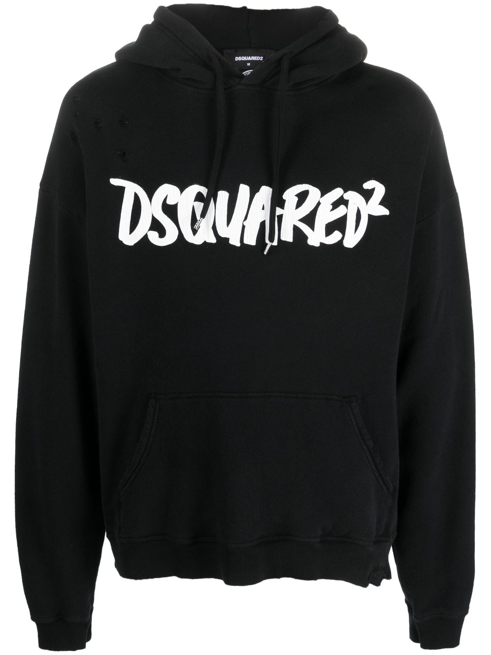 Dsquared2 logo-print distressed-effect hoodie - Black von Dsquared2