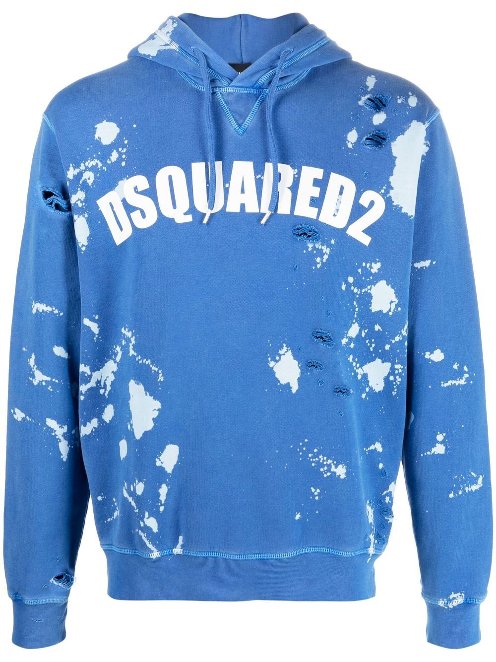 Dsquared2 logo-print distressed hoodie - Blue von Dsquared2