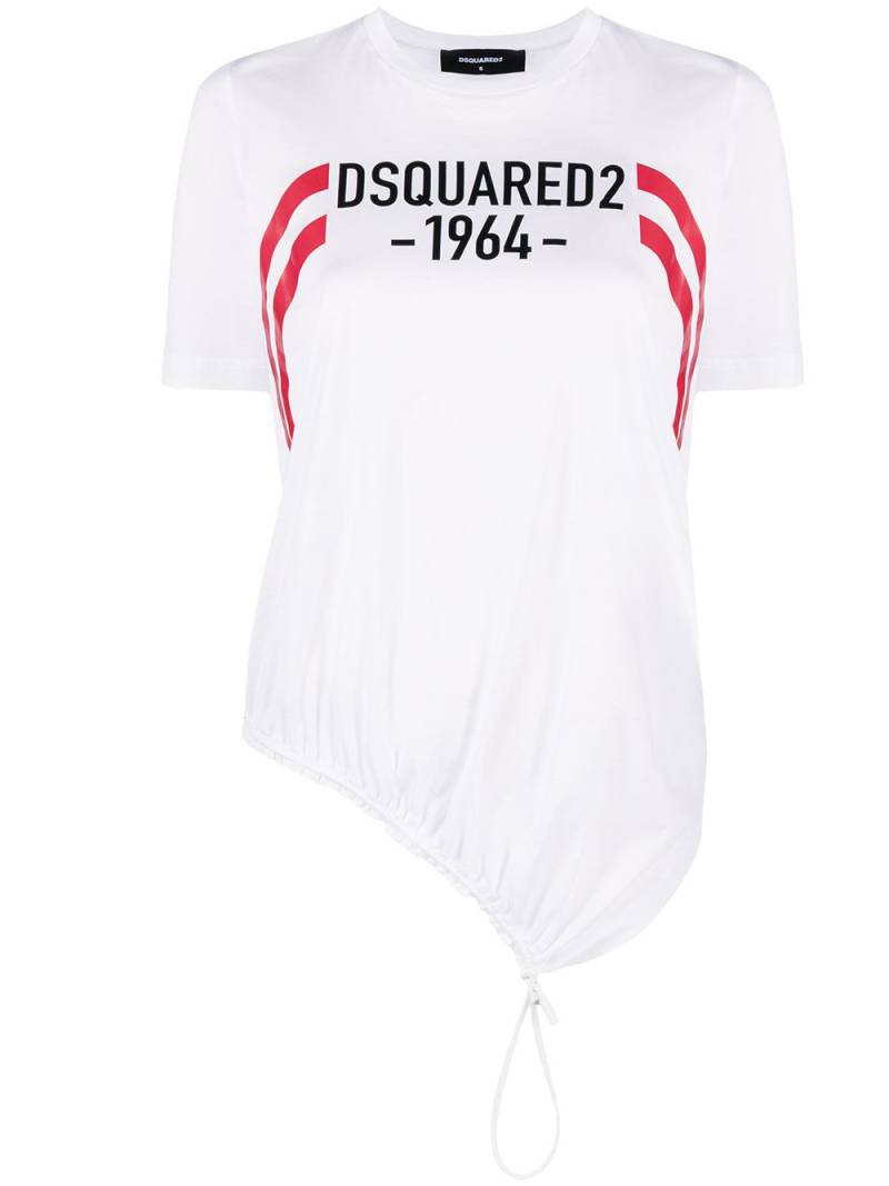 Dsquared2 logo-print drawstring-hem T-shirt - White von Dsquared2