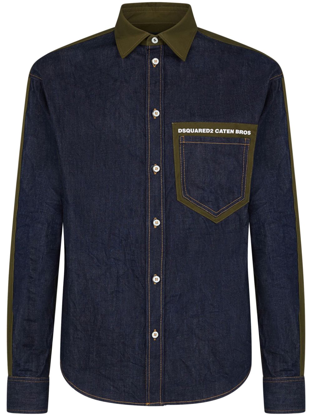 Dsquared2 logo-print panelled shirt - Blue von Dsquared2