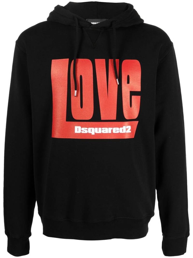 Dsquared2 logo-print pullover hoodie - Black von Dsquared2
