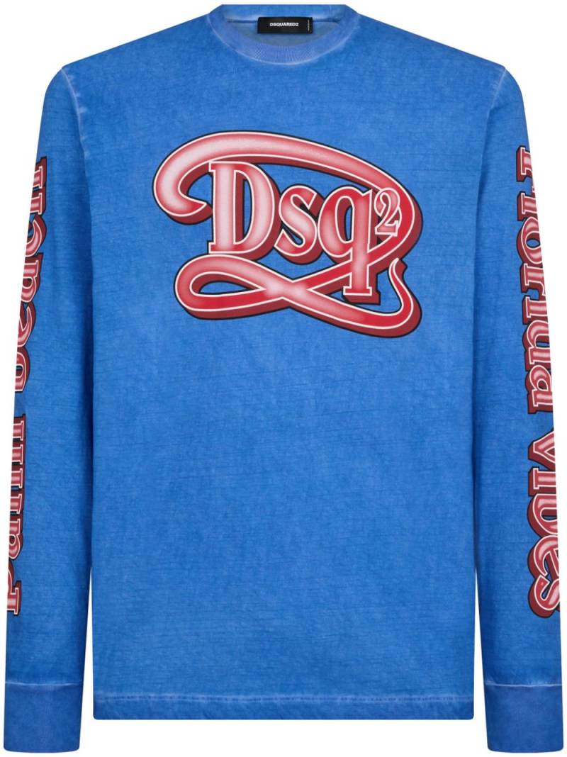 Dsquared2 logo-print stonewashed cotton T-shirt - Blue von Dsquared2