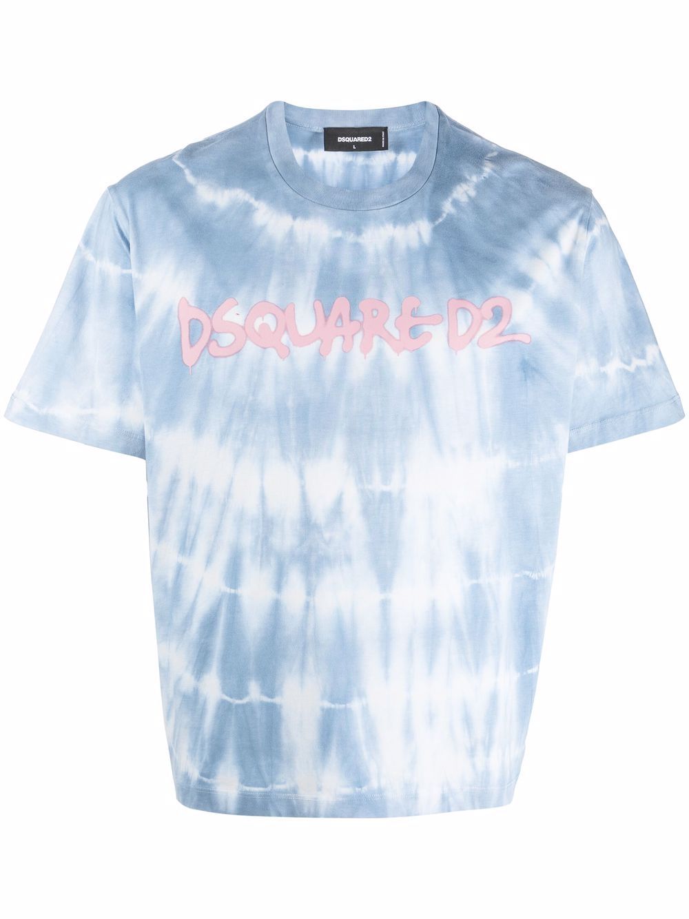 Dsquared2 logo-print tie-dye cotton T-shirt - Blue von Dsquared2